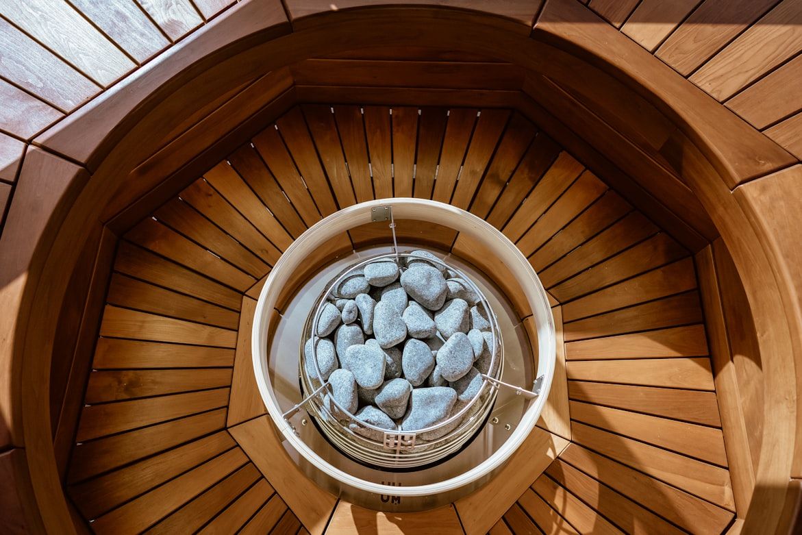 Rund innendørs sauna